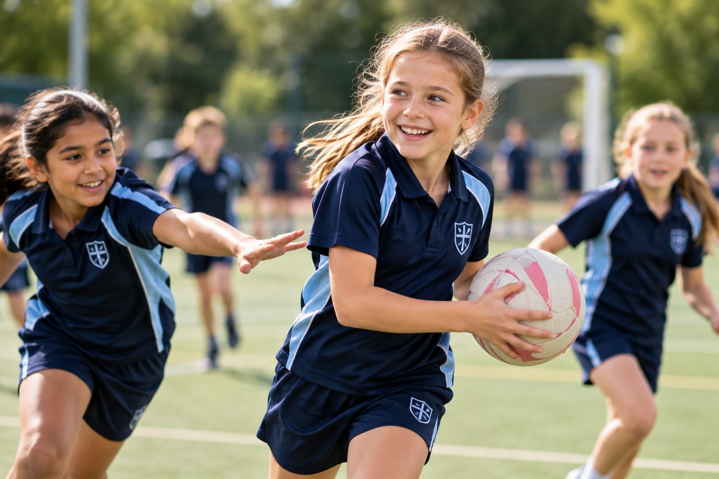 Pupils playing sport