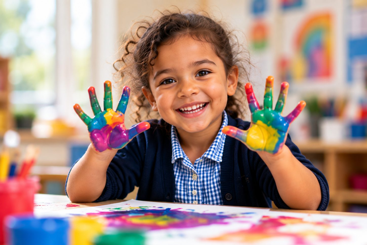 Pupil enjoying a colourful art activity