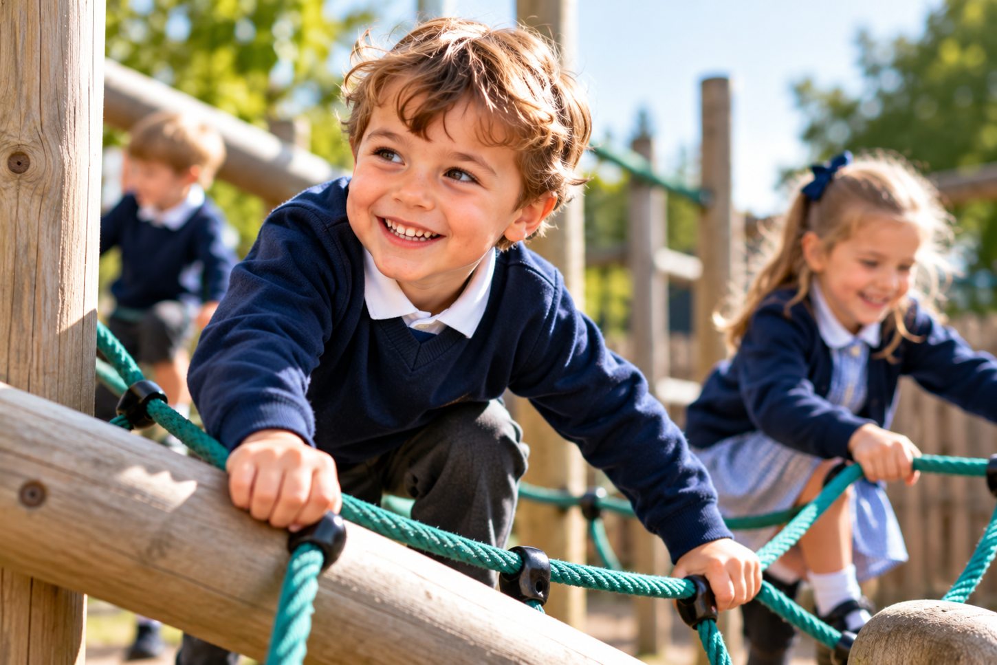 Happy children enjoying their school playground