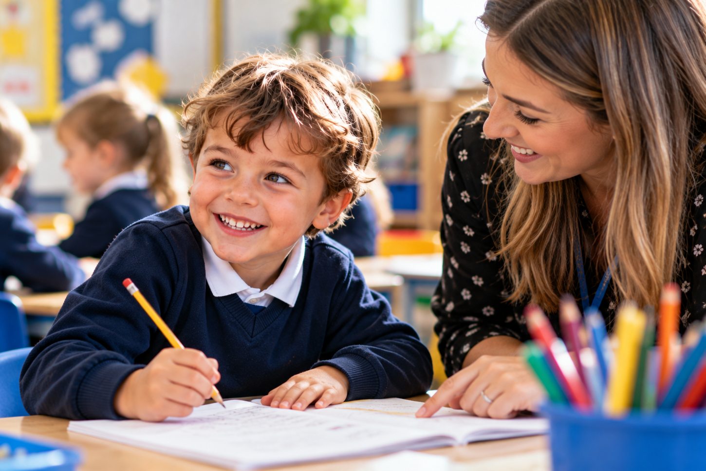 Children working together in a classroom
